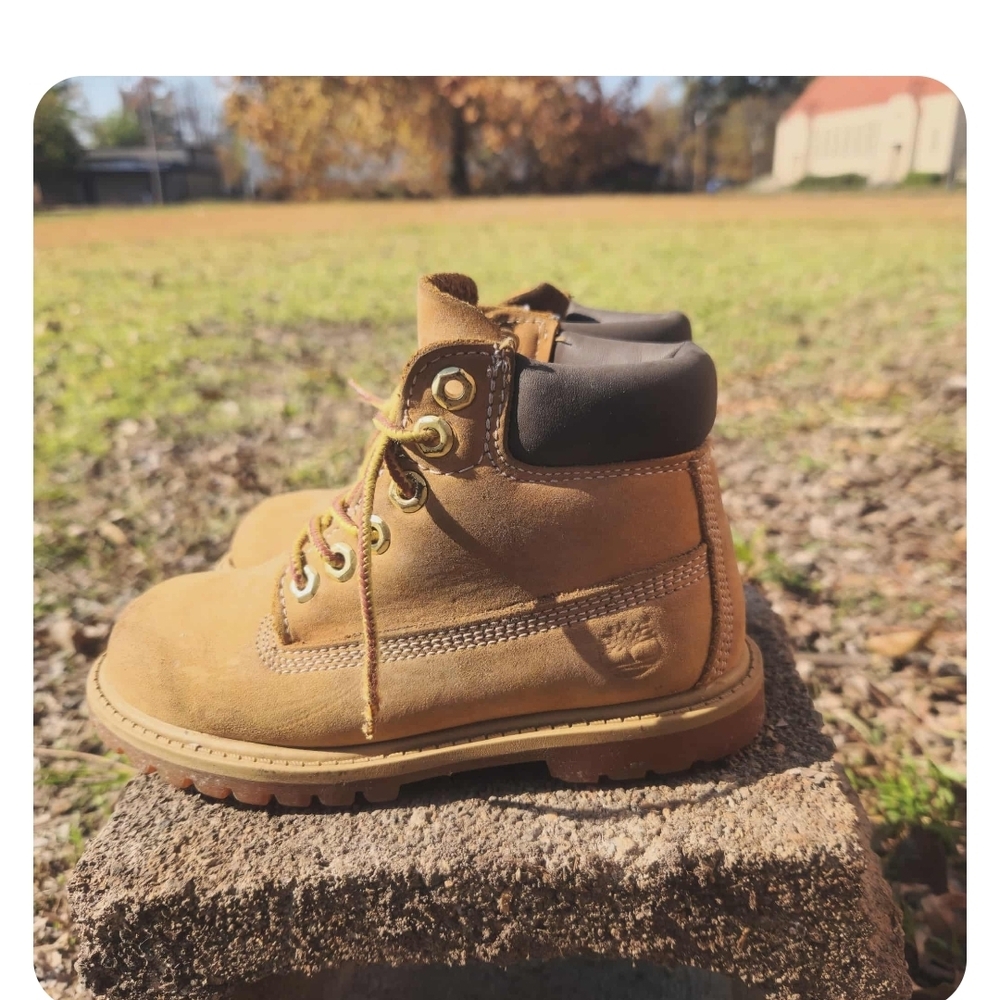 Timberland Kids Tan and Black Boots